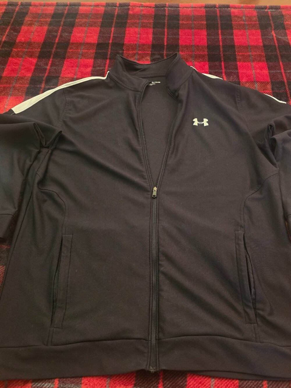 Under Armour Womens Track Jacket Full Zip White Stripes XL